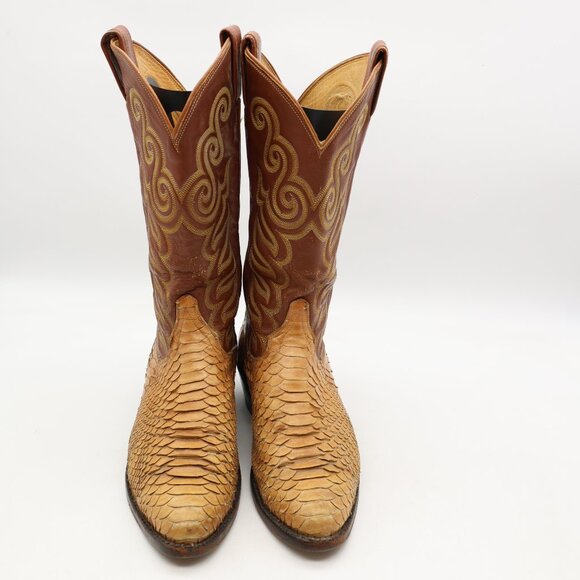 Tony Lama 8113 Exotic Python Brown Label Men's Size 8 D Western Cowboy Boots - Picture 2 of 14